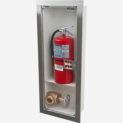 Silver Fire Extinguisher Glass Cabinet