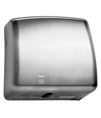 Contemporary styling, satin-finish type 304 stainless steel cover. Automatic hand sensor hand dryer