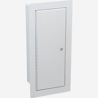 Solid White Aluminum Lock and Key Fire Extinguisher Cabinet