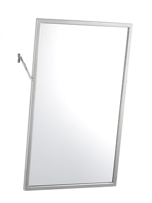 Front view of downward tilted rectangle mirror