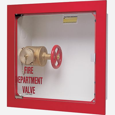 Red Water Hose Valve Cabinet With Glass Front