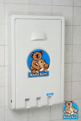 Closed View of White Plastic Koala Kare Vertical Changing Table