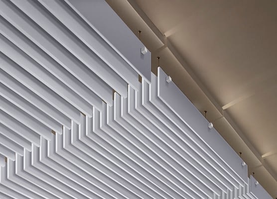 Image of gray architectural baffle ceilings