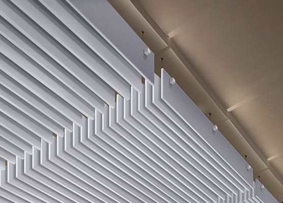 Image of gray architectural baffle ceilings