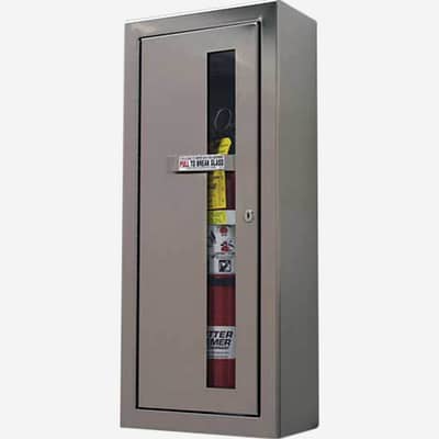 Chrome Cabinet with Fire Extinguisher